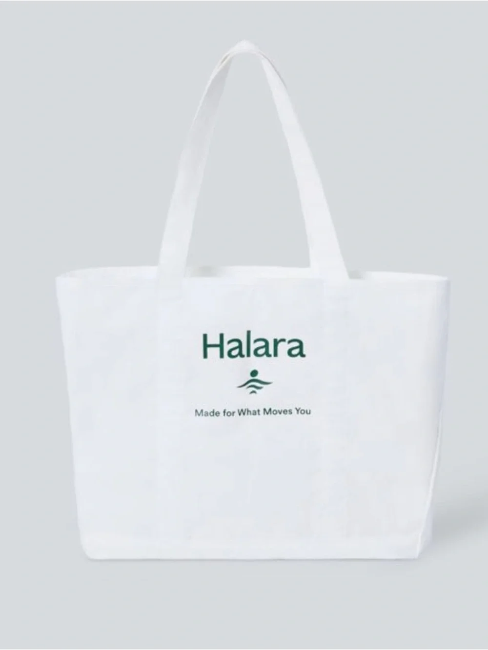 Halara White Logo Green Letter Print Casual Canvas Tote Bag NWT